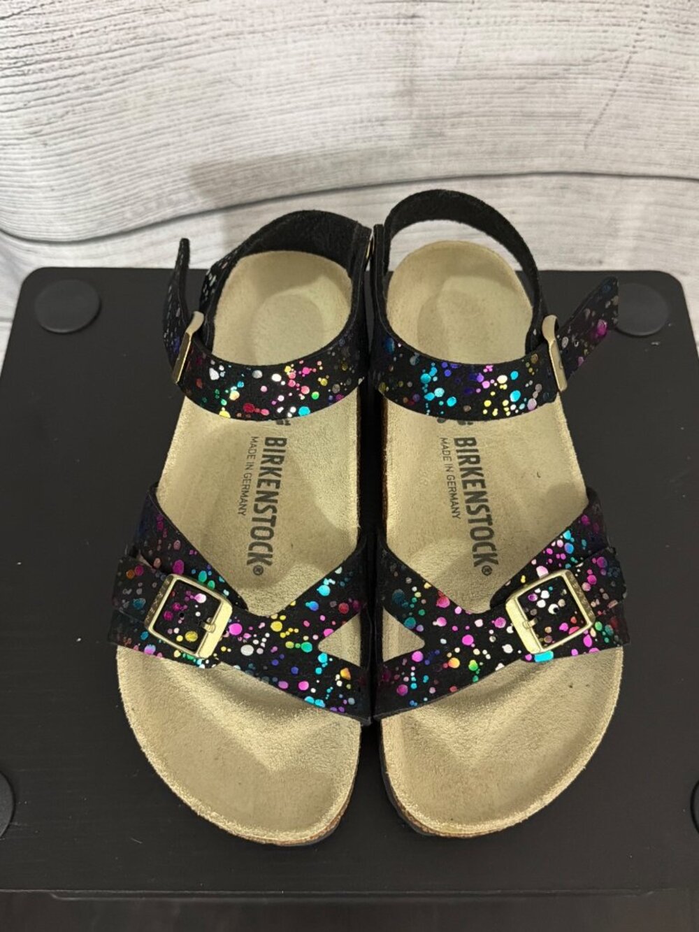 NWOB Birkenstock Rio Confetti Splatter Print Sandals Size 38N